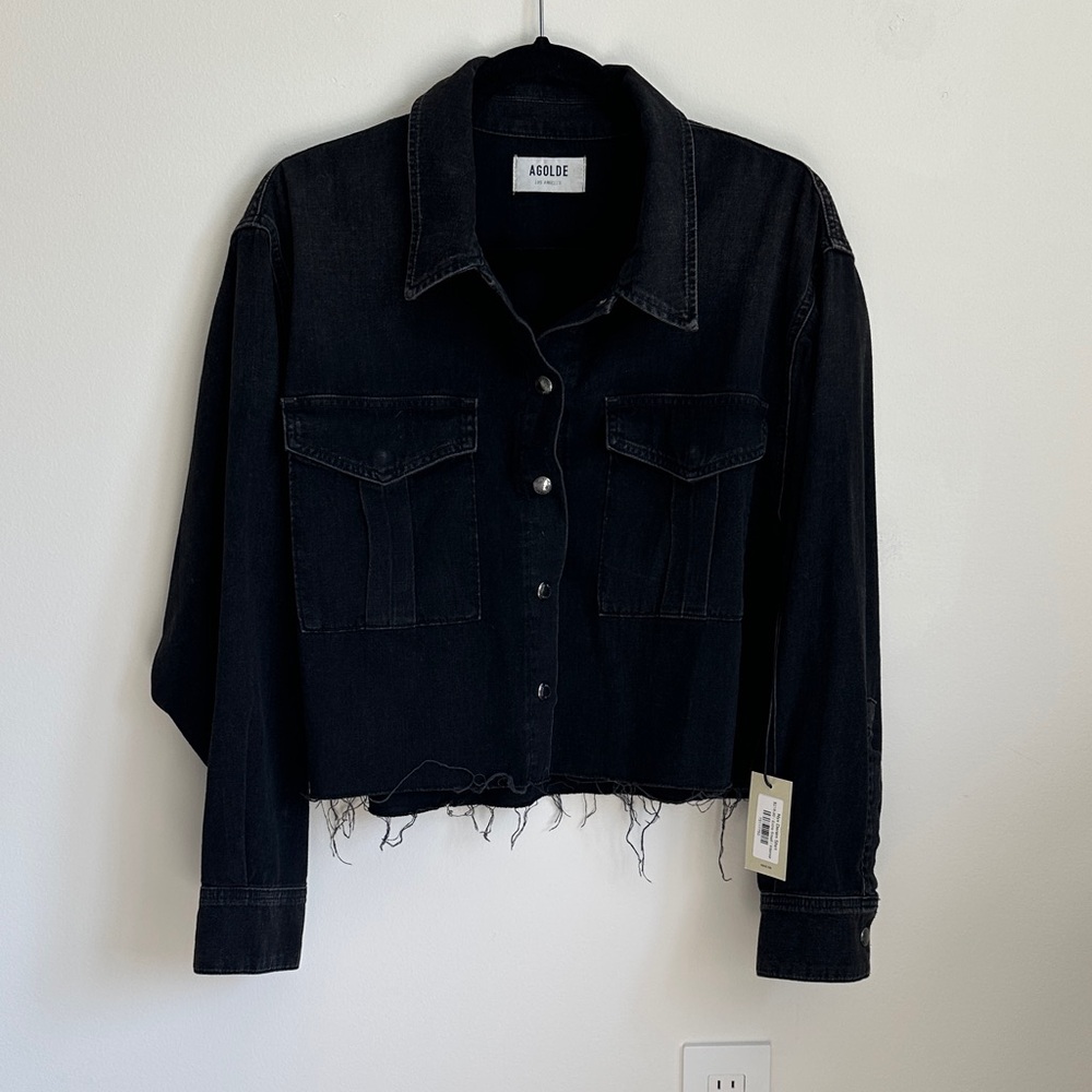 Agolde Dark Denim Cropped Jacket